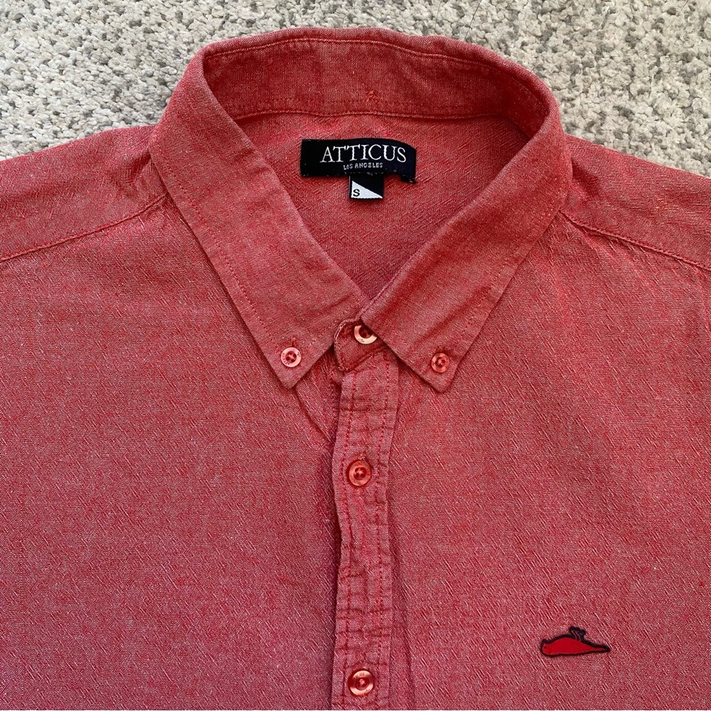 Vintage Y2K Atticus Small Red work Shirt Button Front Deadbird Blink 182 2000s
